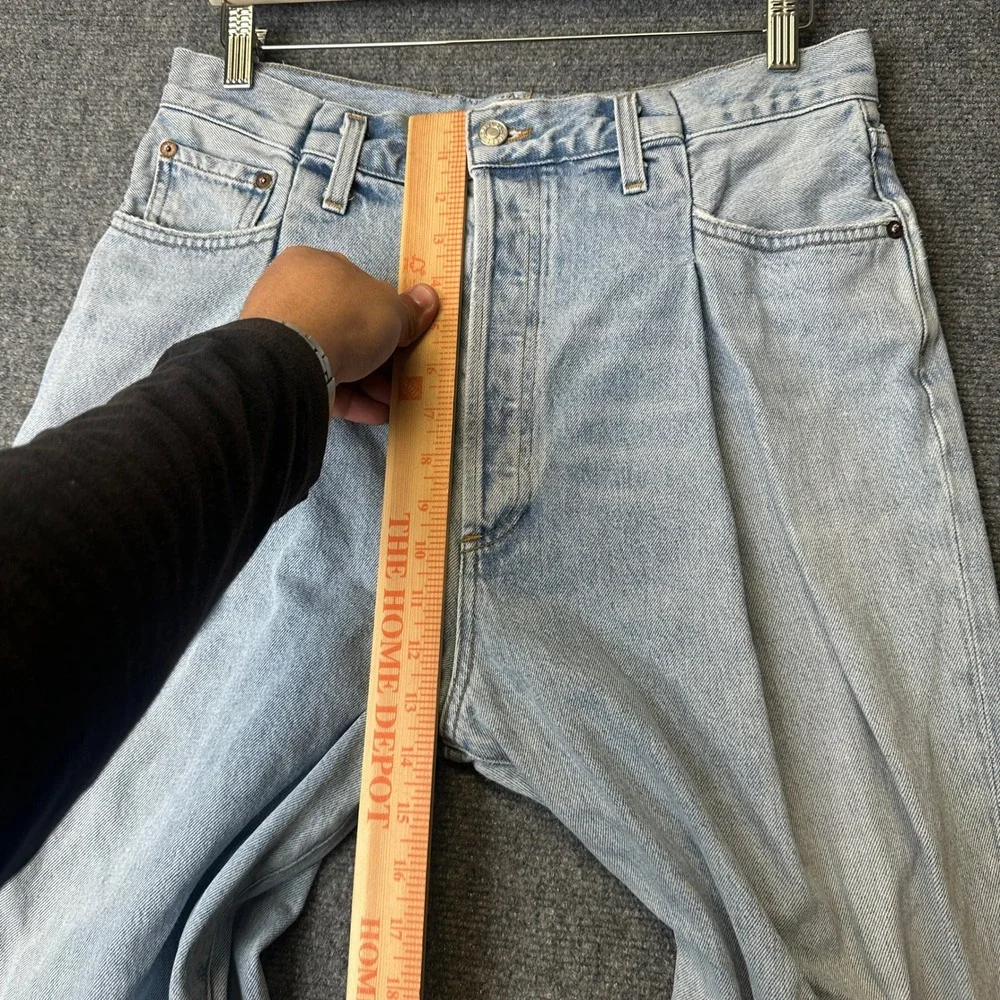 AGOLDE Fold Waistband Jean Womens 32 Blue Pleated Baggy Straight Leg Denim